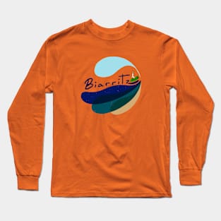 Biarritz Beach France Logo Design Long Sleeve T-Shirt